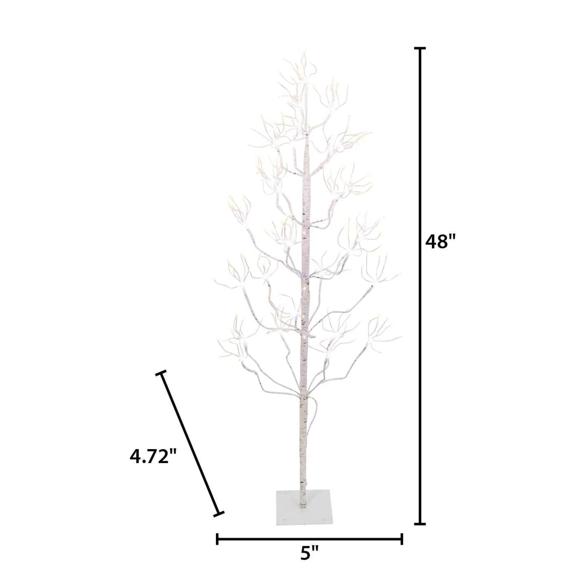 Gerson International 4 Ft Tall Birch Tree With 336 Leds, Multifunction Adapter