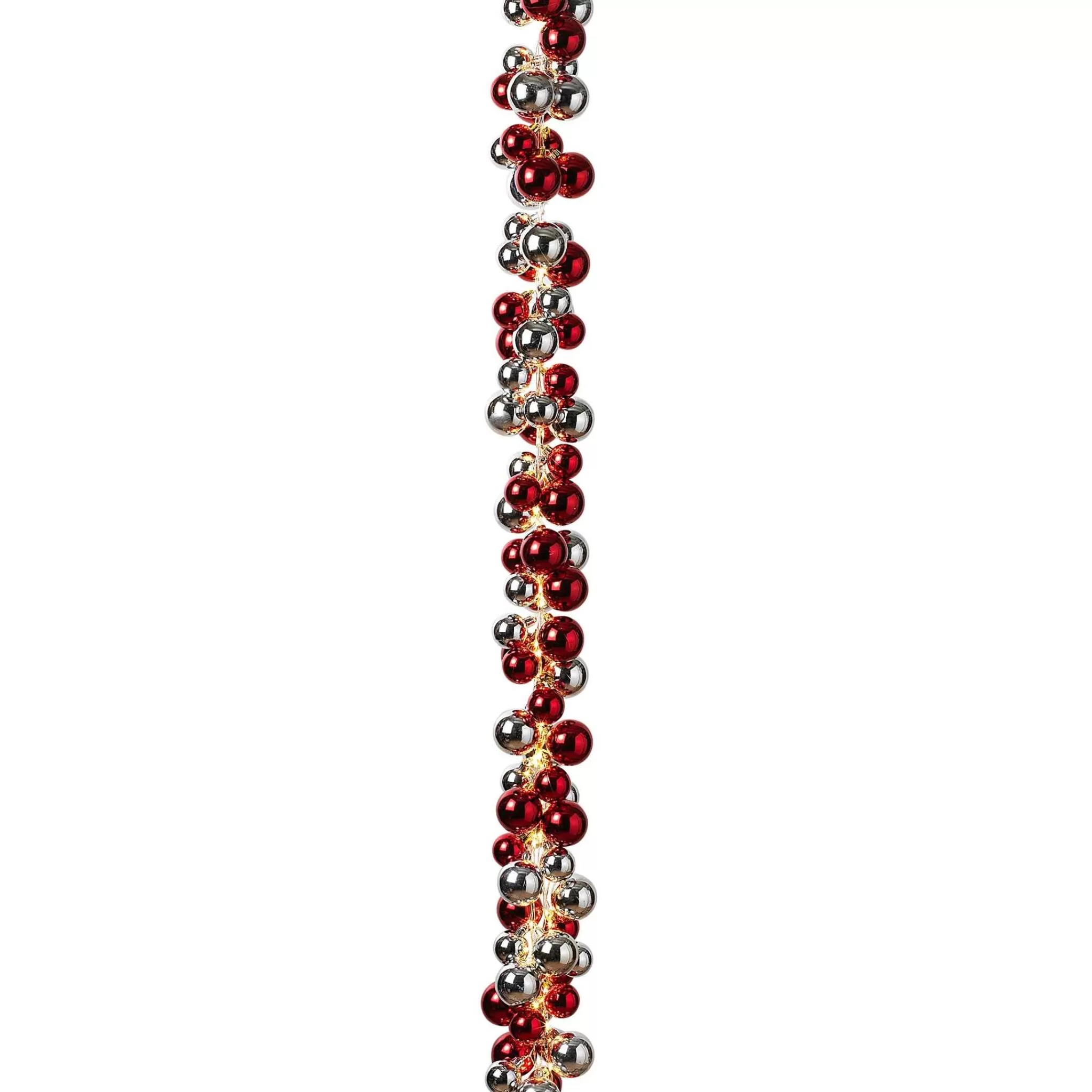 Gerson International 58.5-Inch Long Electric Red And Silver Lighted Ornament Strung Garland
