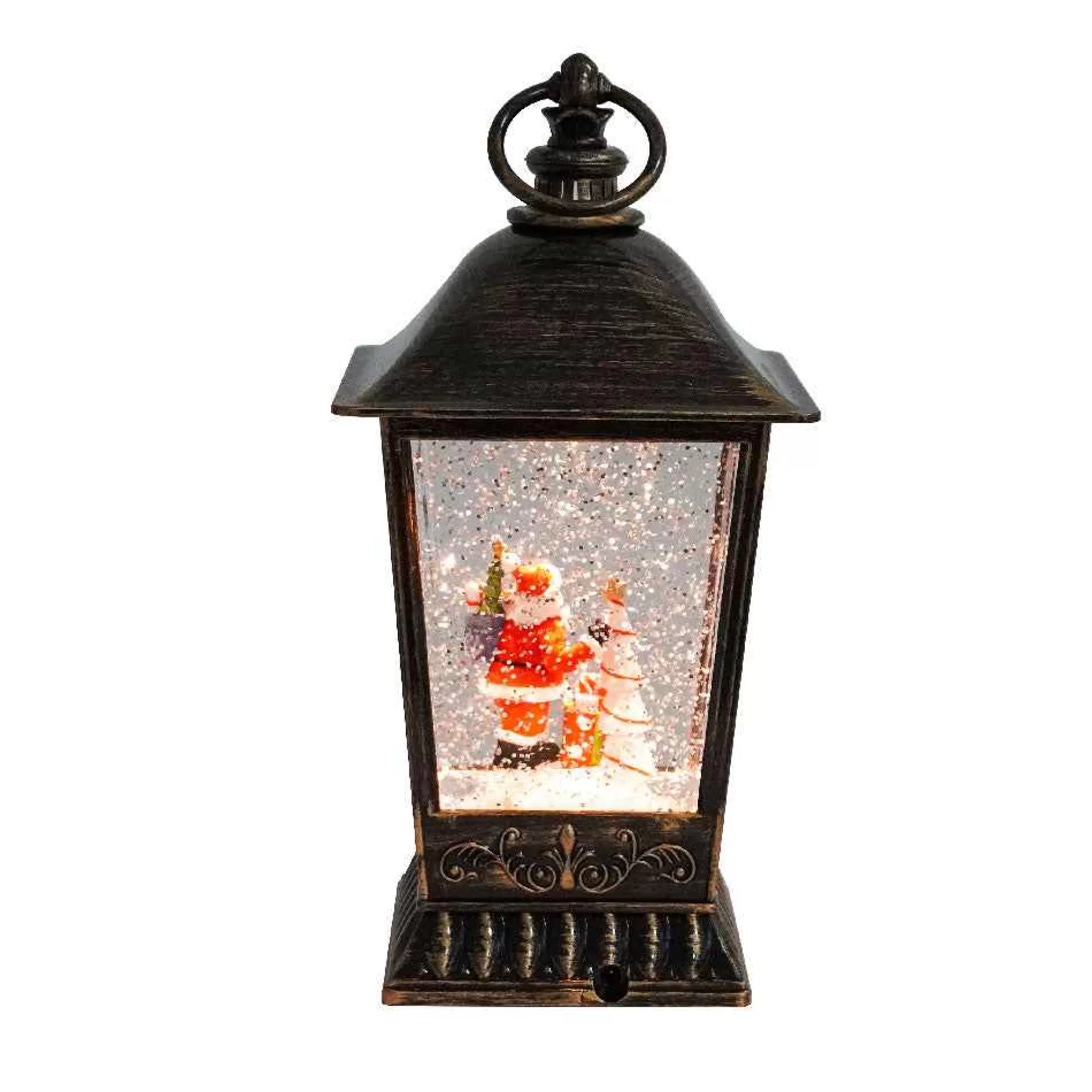 Arys Imports Antique Lantern With Led Light Up Santa Scene