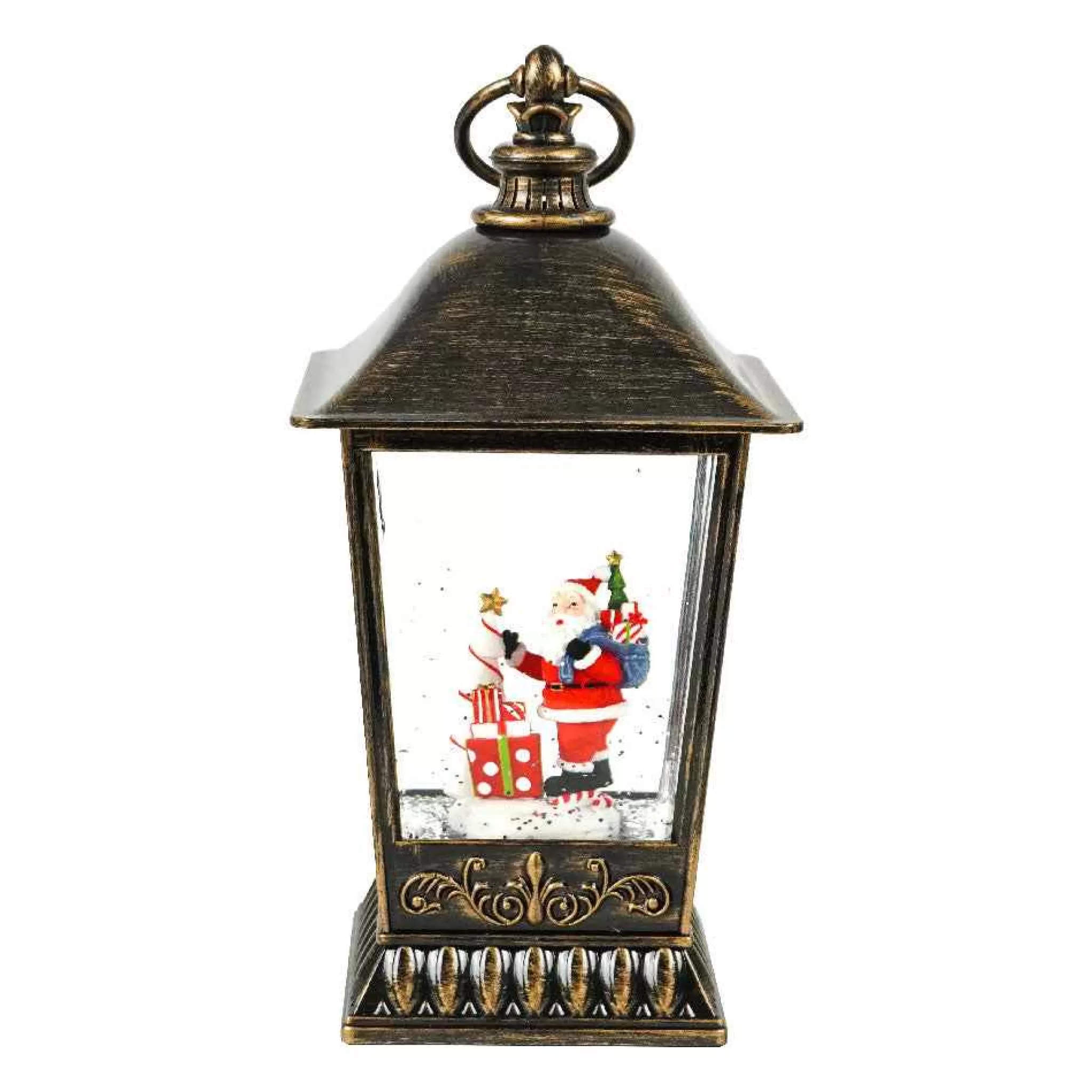 Arys Imports Antique Lantern With Led Light Up Santa Scene