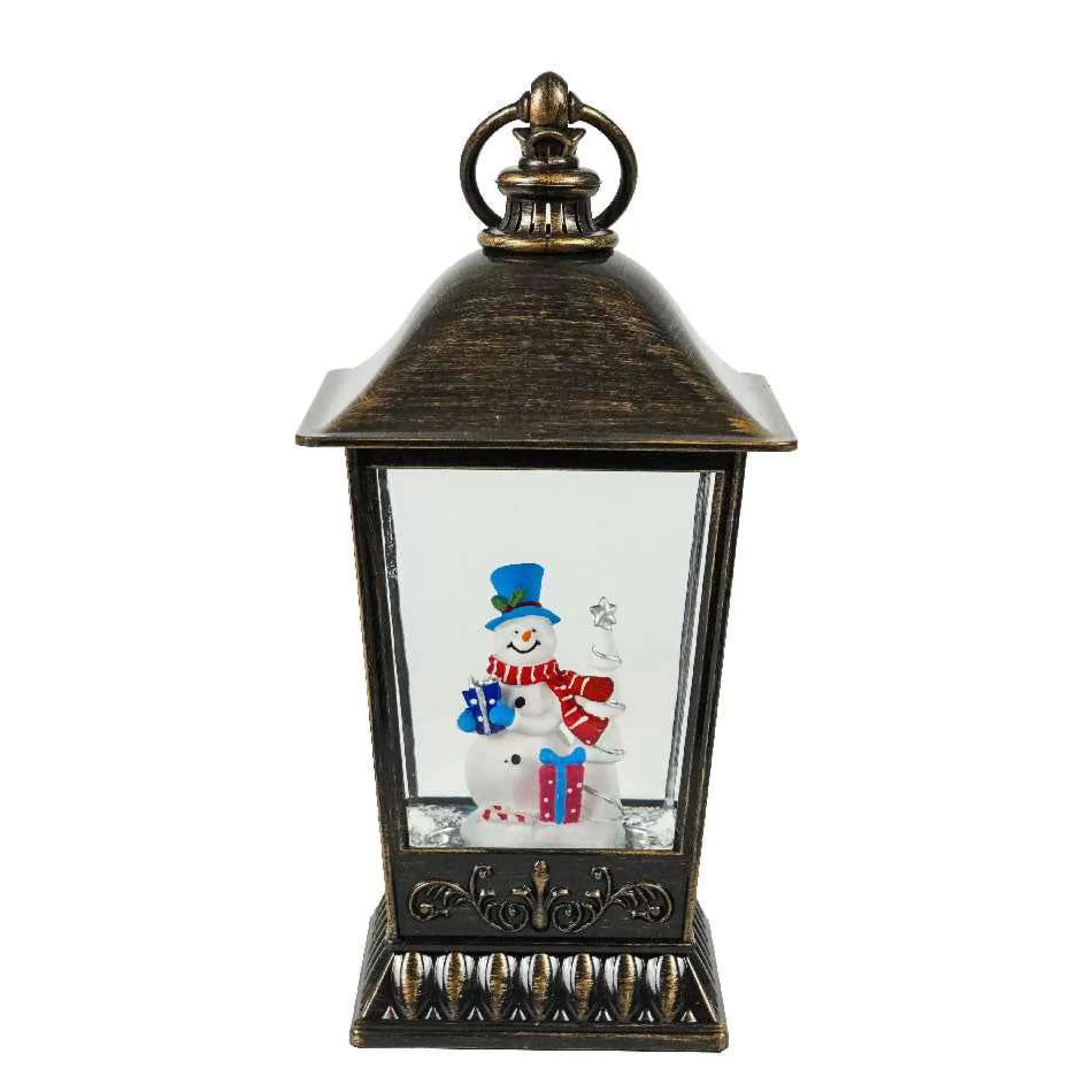 Arys Imports Antique Lantern With Led Light Up Snowman Scene