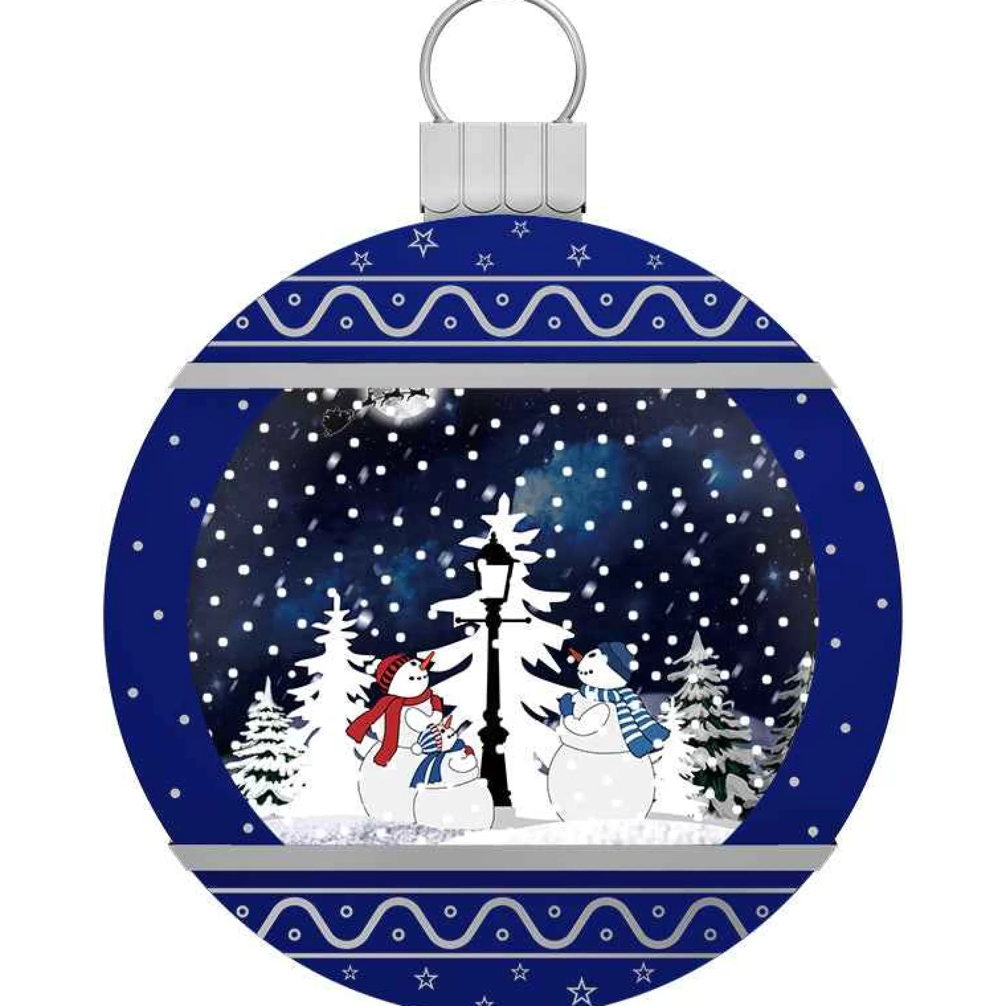 Arys Imports Blue Snowing Christmas Ball With Snowmen And Tree