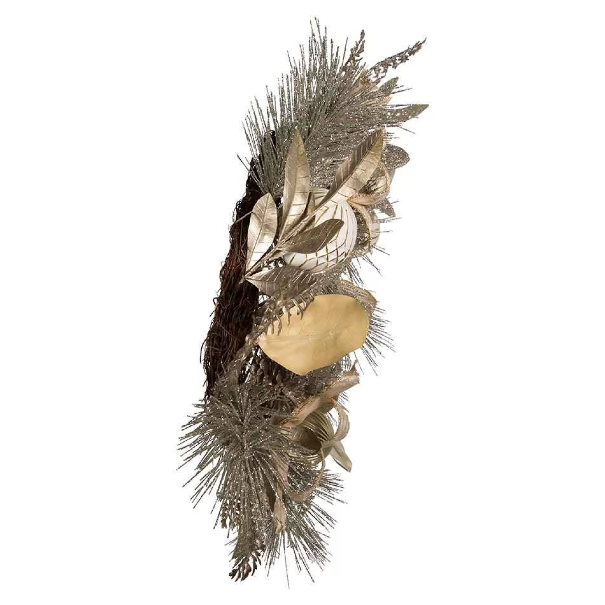 Kurt Adler 24-Inch Silver And Gold Champagne Rattan Wreath