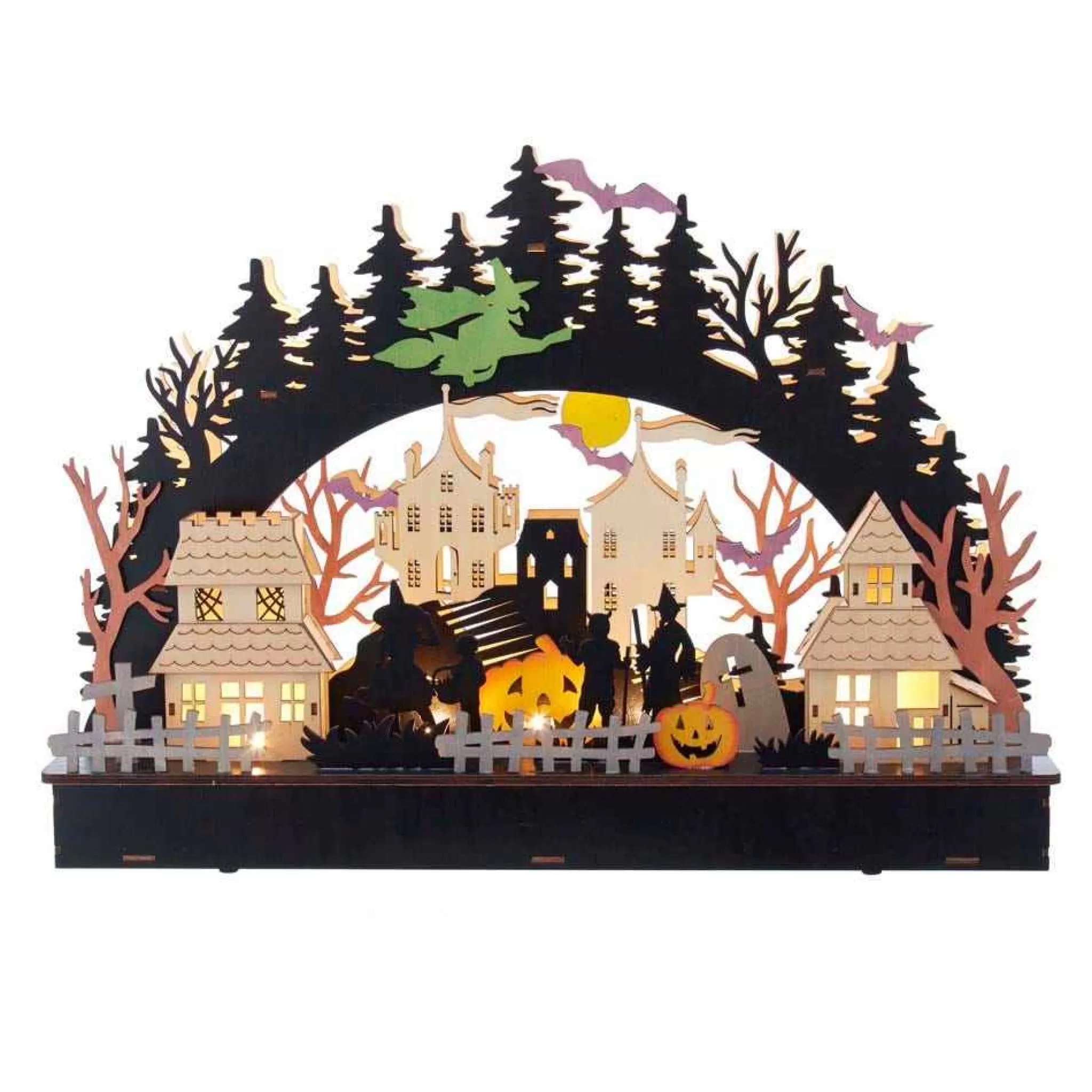 Kurt Adler Battery-Operated Lighted Led Wooden Halloween Village House