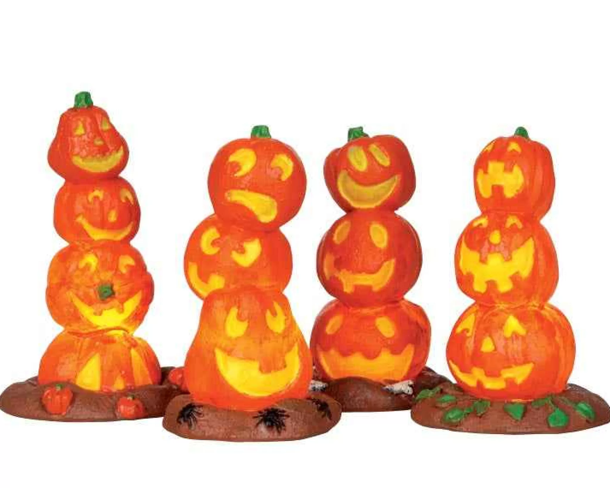 Lemax Village Collection Light Up Pumpkin Stack, Set/4, Battery Operated #34623