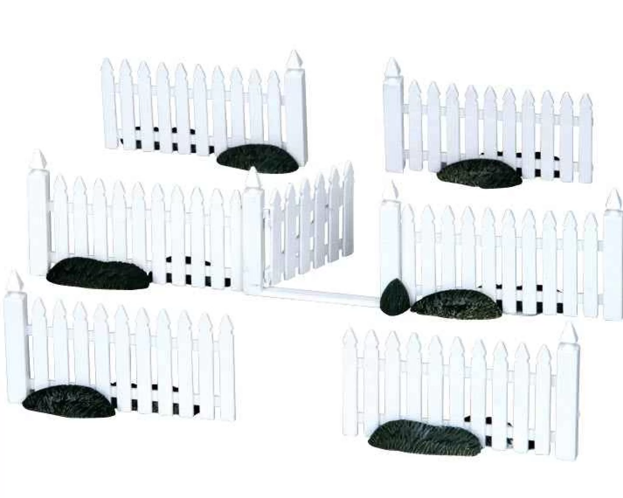 Lemax Village Collection Plastic Picket Fence, Set Of 7 #14388