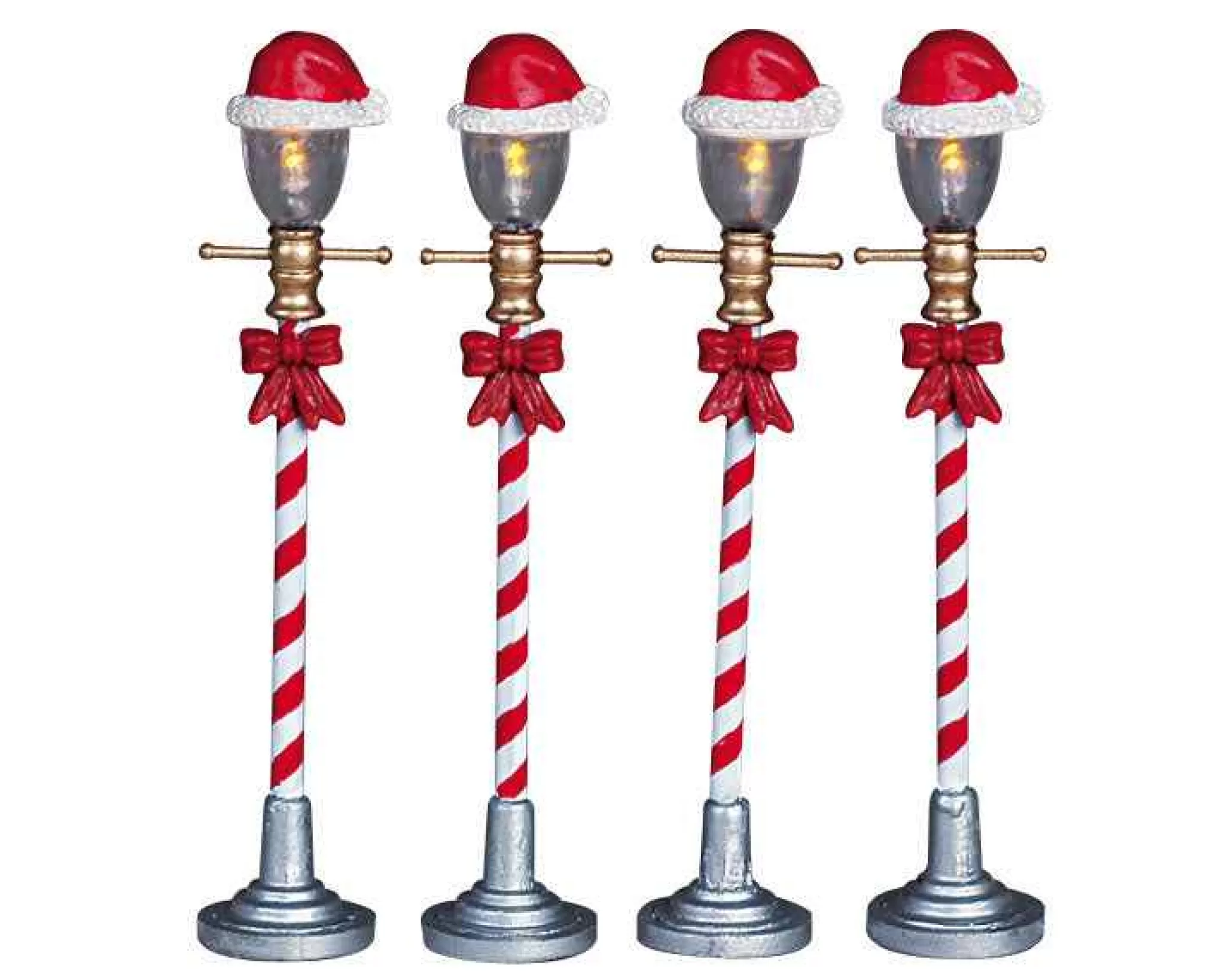 Lemax Village Collection Santa Hat Street Lamp, Set Of 4 #64472