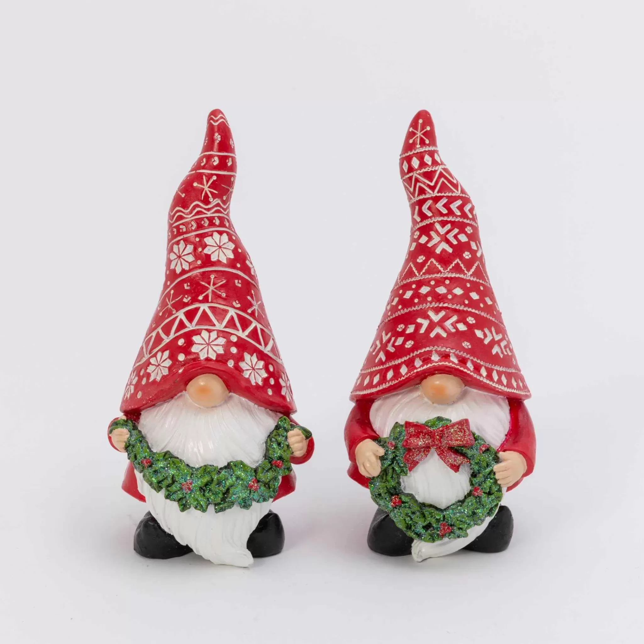 Gerson International Set Of 2 Whimsical Christmas Holiday Gnome Figurines Decor