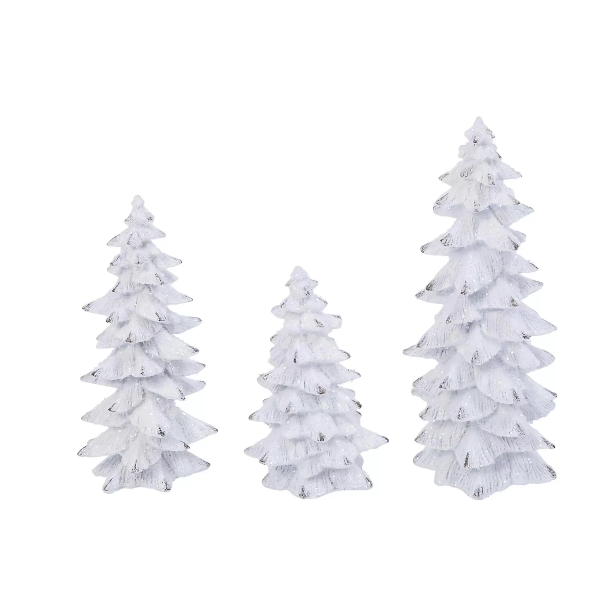 Gerson International Set Of 3 Assorted Resin White Glitter Winter Trees