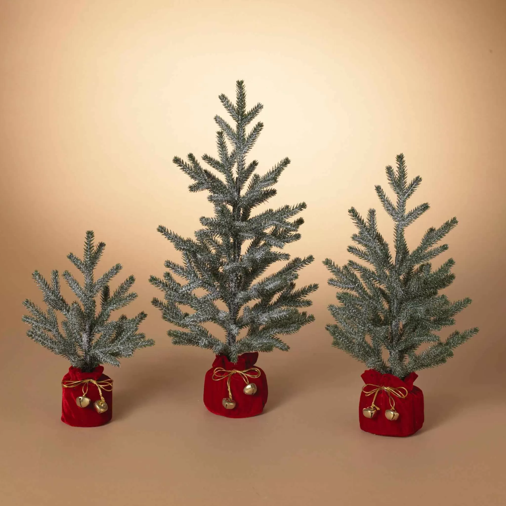 Gerson International Set Of 3 Holiday Pine Trees With Christmas Jingle Bell Base