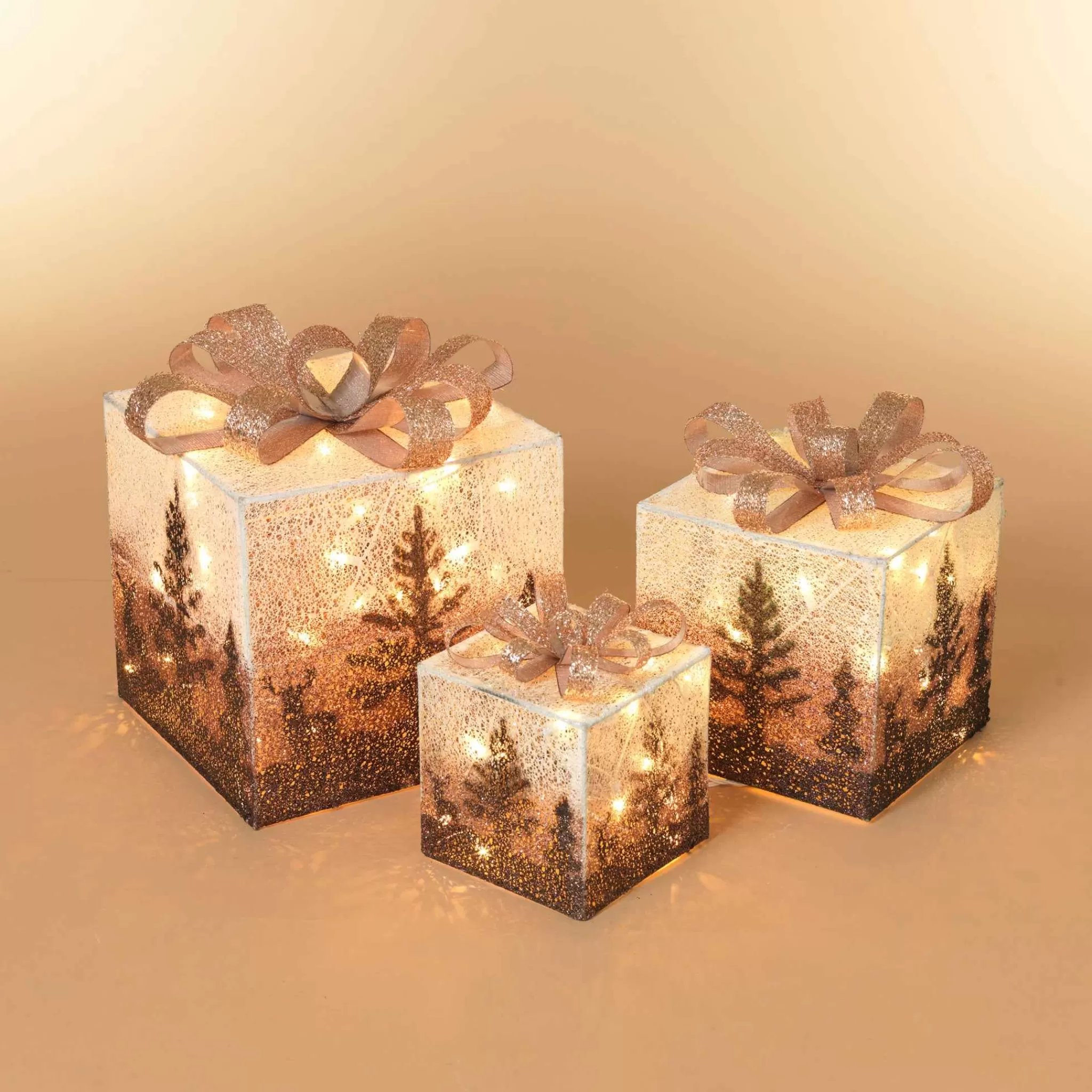 Gerson International Set Of 3 Holiday Vine Christmas Present Led Outdoor Yard Decor